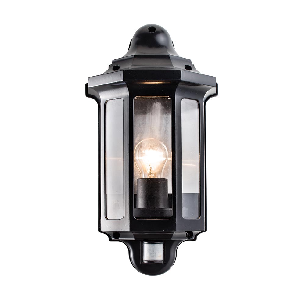 Traditional PIR half lantern IP44 15W