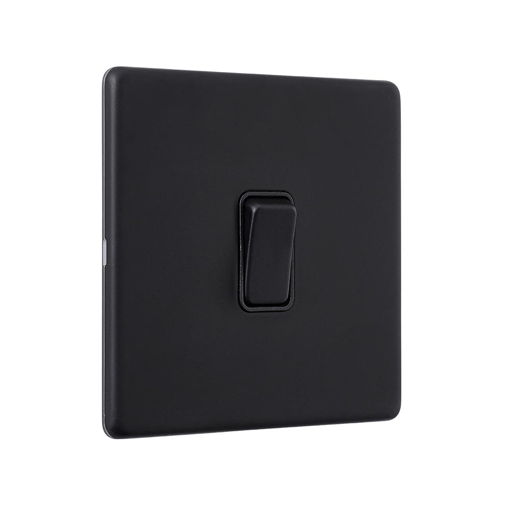 Screwless 10AX 1G 2-Way Switch - Matt Black With Black Insert