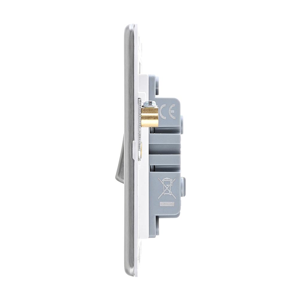 Screwless 10AX 1G 2-Way Switch - Brushed Steel With White Insert