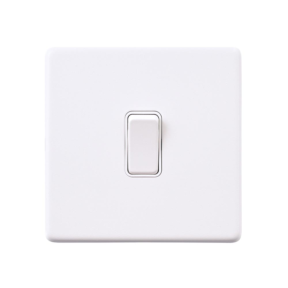 Screwless 10AX 1G 2-Way Switch - Matt White With White Insert