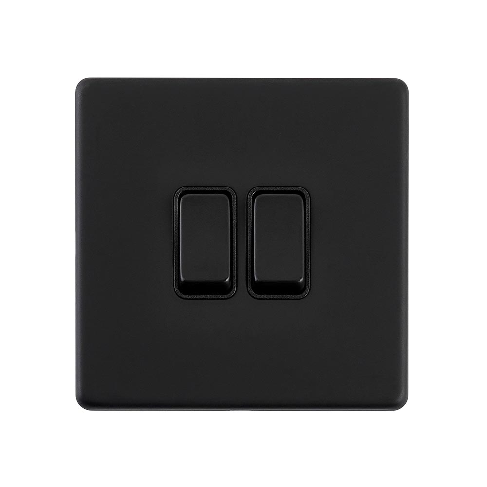 Screwless 10AX 2G 2-Way Switch - Matt Black With Black Insert