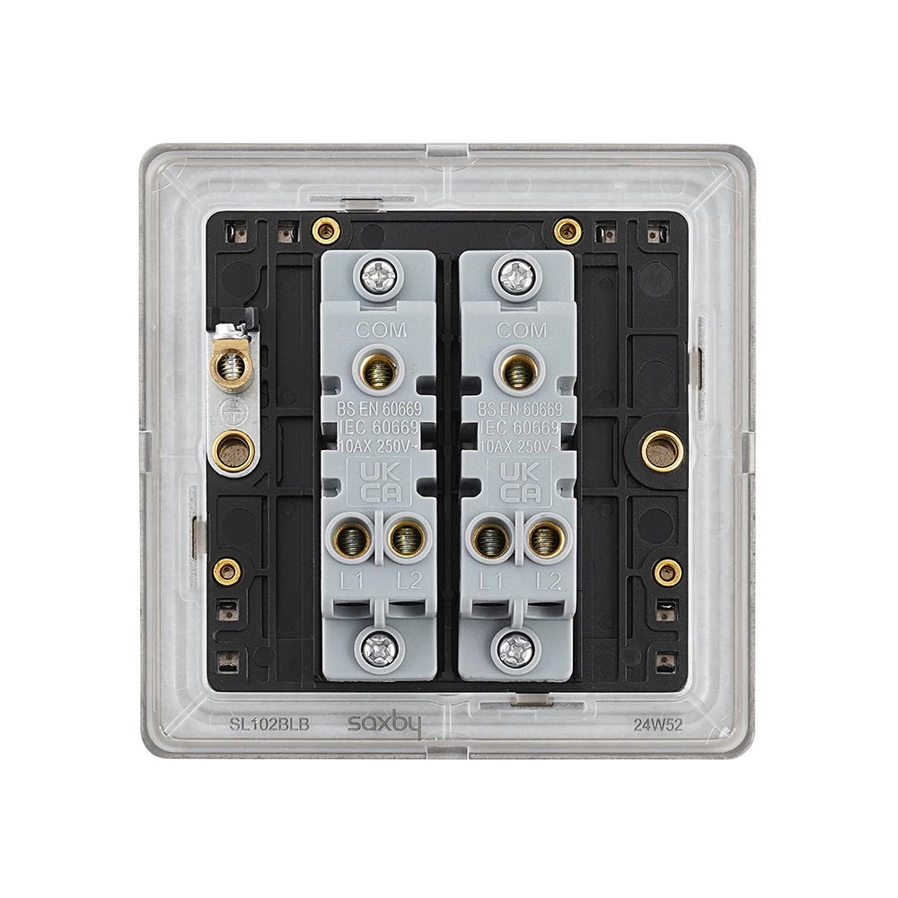 Screwless 10AX 2G 2-Way Switch - Matt Black With Black Insert