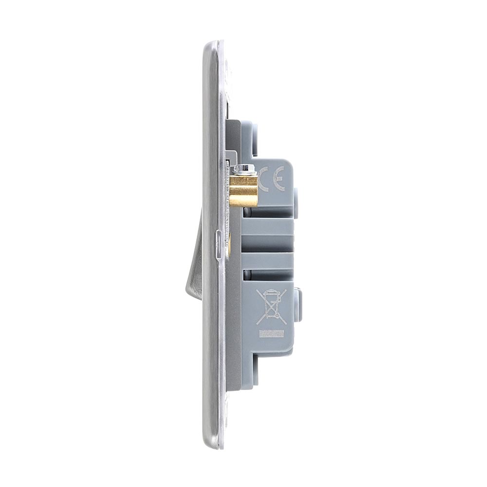 Screwless 10AX 2G 2-Way Switch - Brushed Steel With Grey Insert