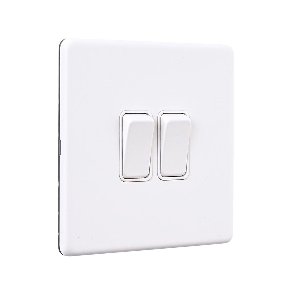 Screwless 10AX 2G 2-Way Switch - Matt White With White Insert
