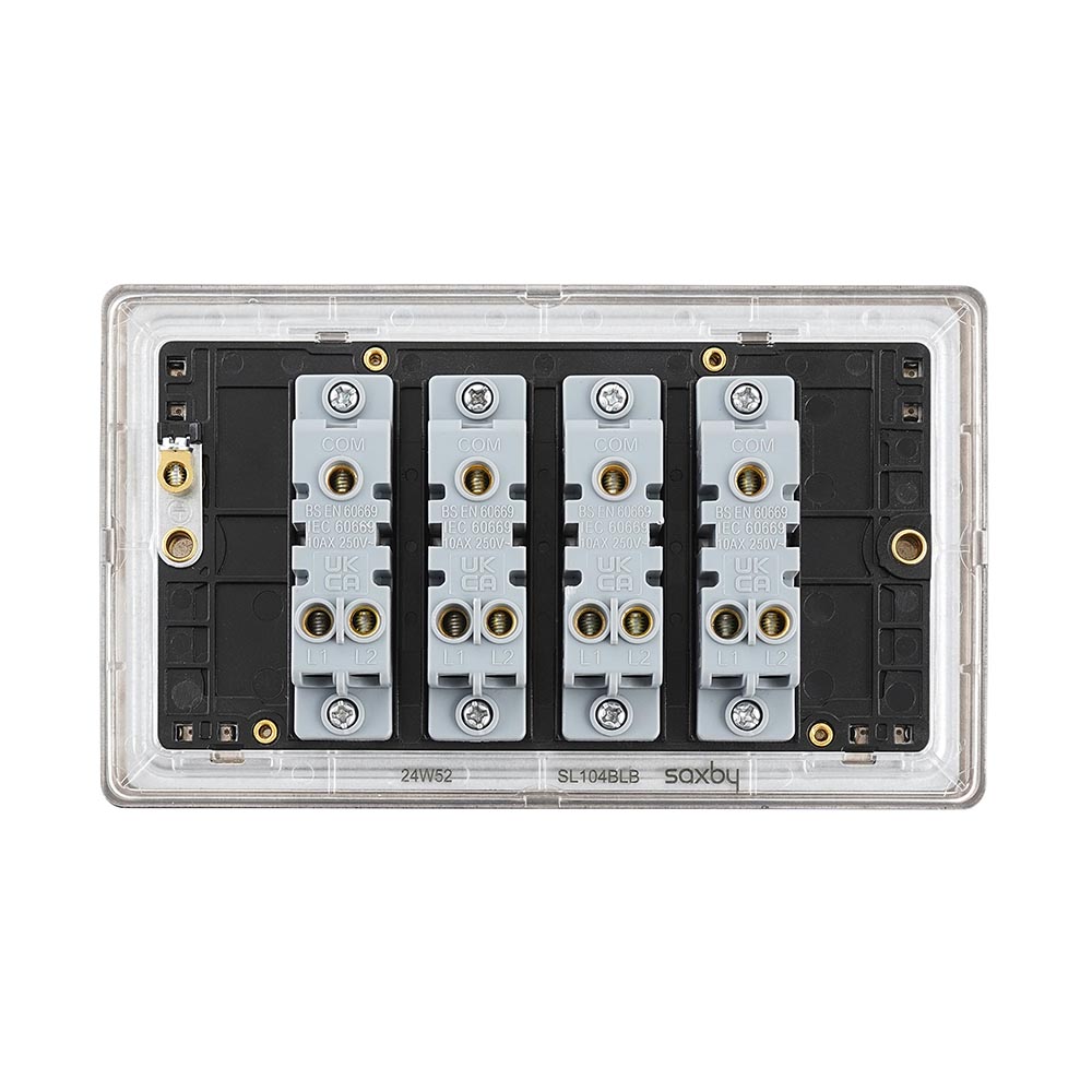 Screwless 10AX 4G 2-Way Switch - Matt Black With Black Insert