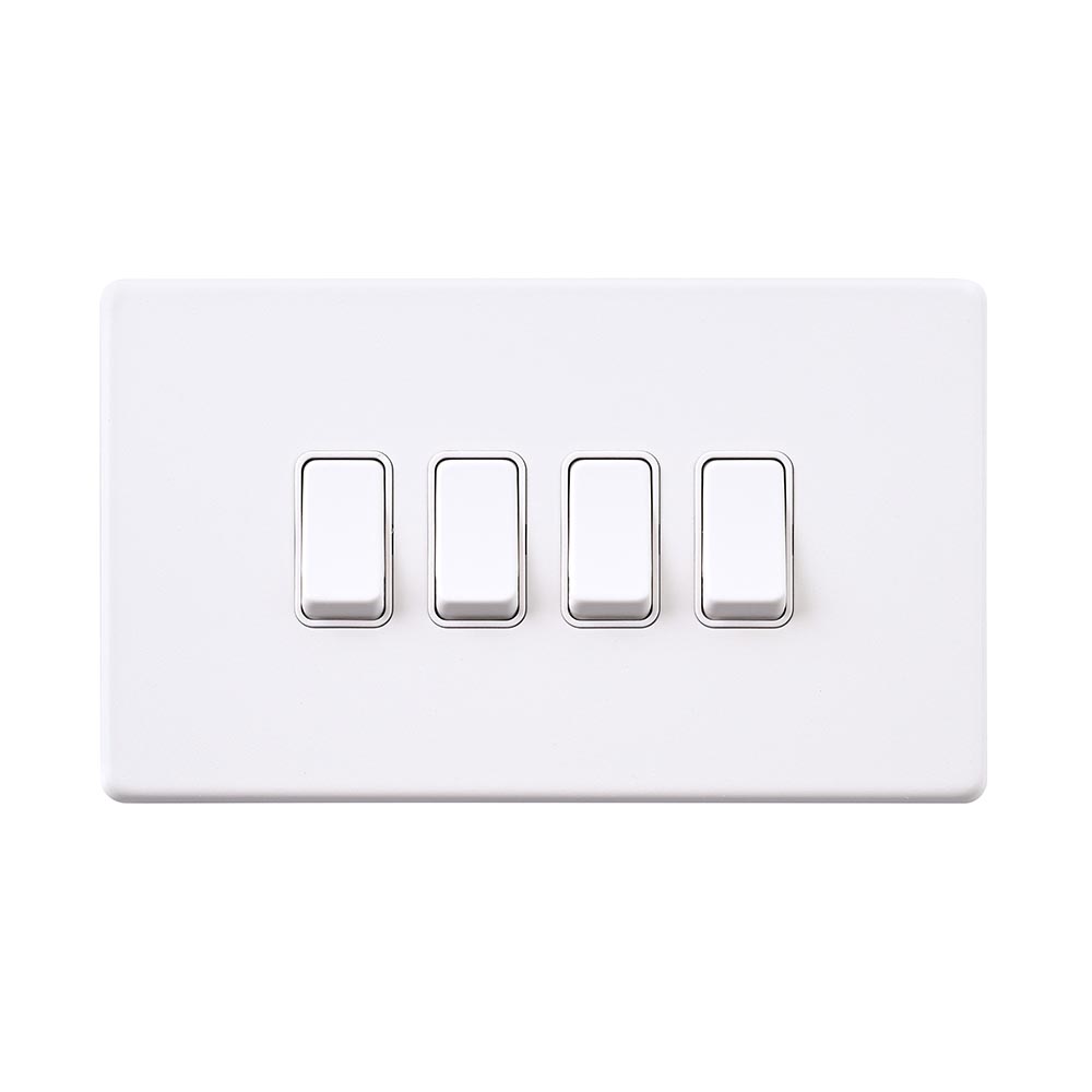 Screwless 10AX 4G 2-Way Switch - Matt White With White Insert