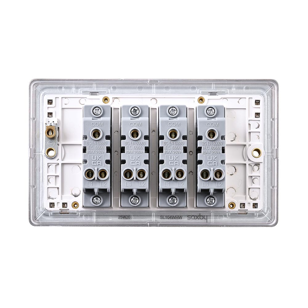 Screwless 10AX 4G 2-Way Switch - Matt White With White Insert