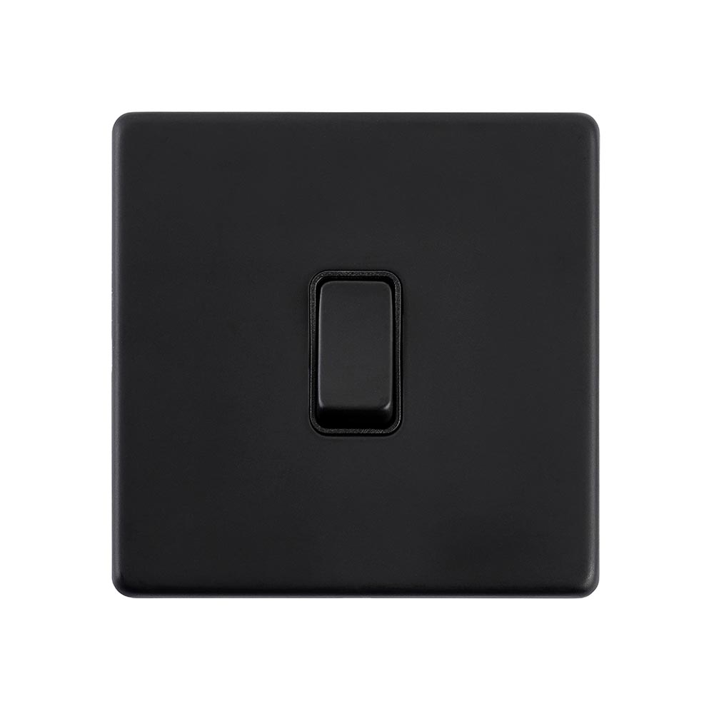 Screwless 10AX 1G Intermediate Switch - Matt Black With Black Insert