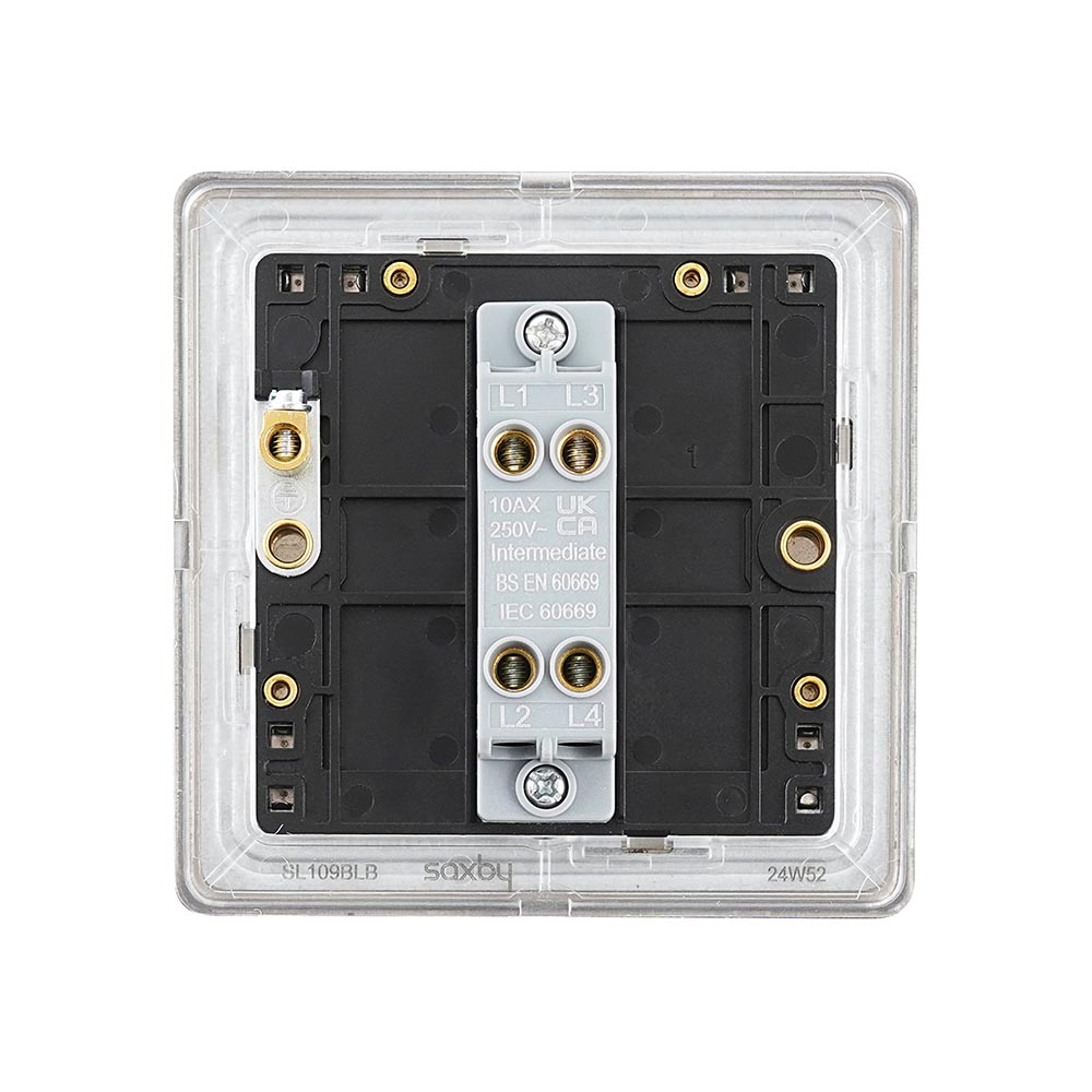 Screwless 10AX 1G Intermediate Switch - Matt Black With Black Insert