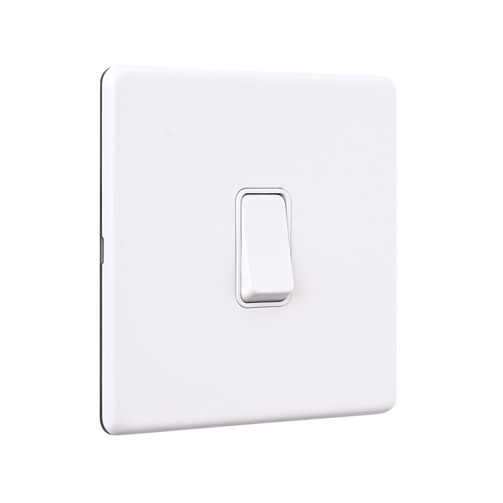 Screwless 10AX 1G Intermediate Switch - Matt White With White Insert