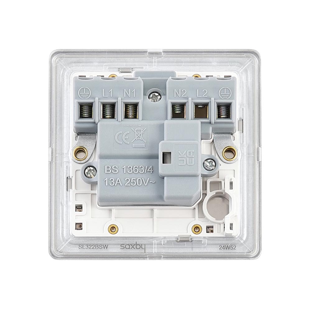 Screwless 13A Switched Fused Spur Unit with Neon - Brushed Steel With ...