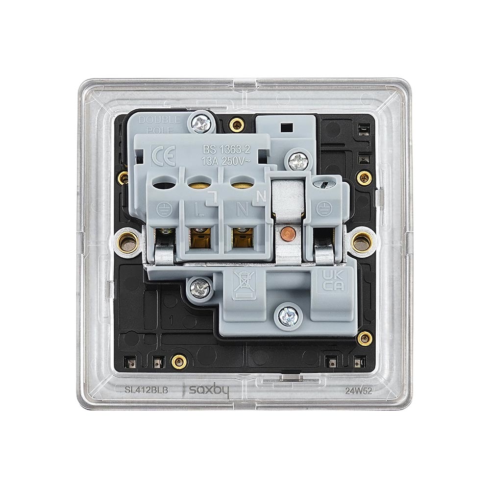 13a Socket Module Screwless 13A 1G DP Switched Socket - Matt Black With Black Insert