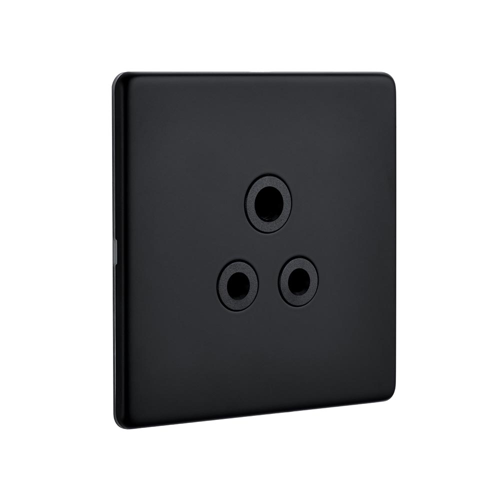 Screwless 5A Unswitched Socket - Matt Black With Black Insert