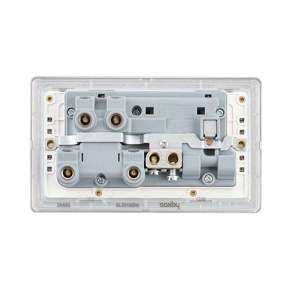 Screwless 45A DP Cooker Switch with 13A Socket with Neon - Brushed ...