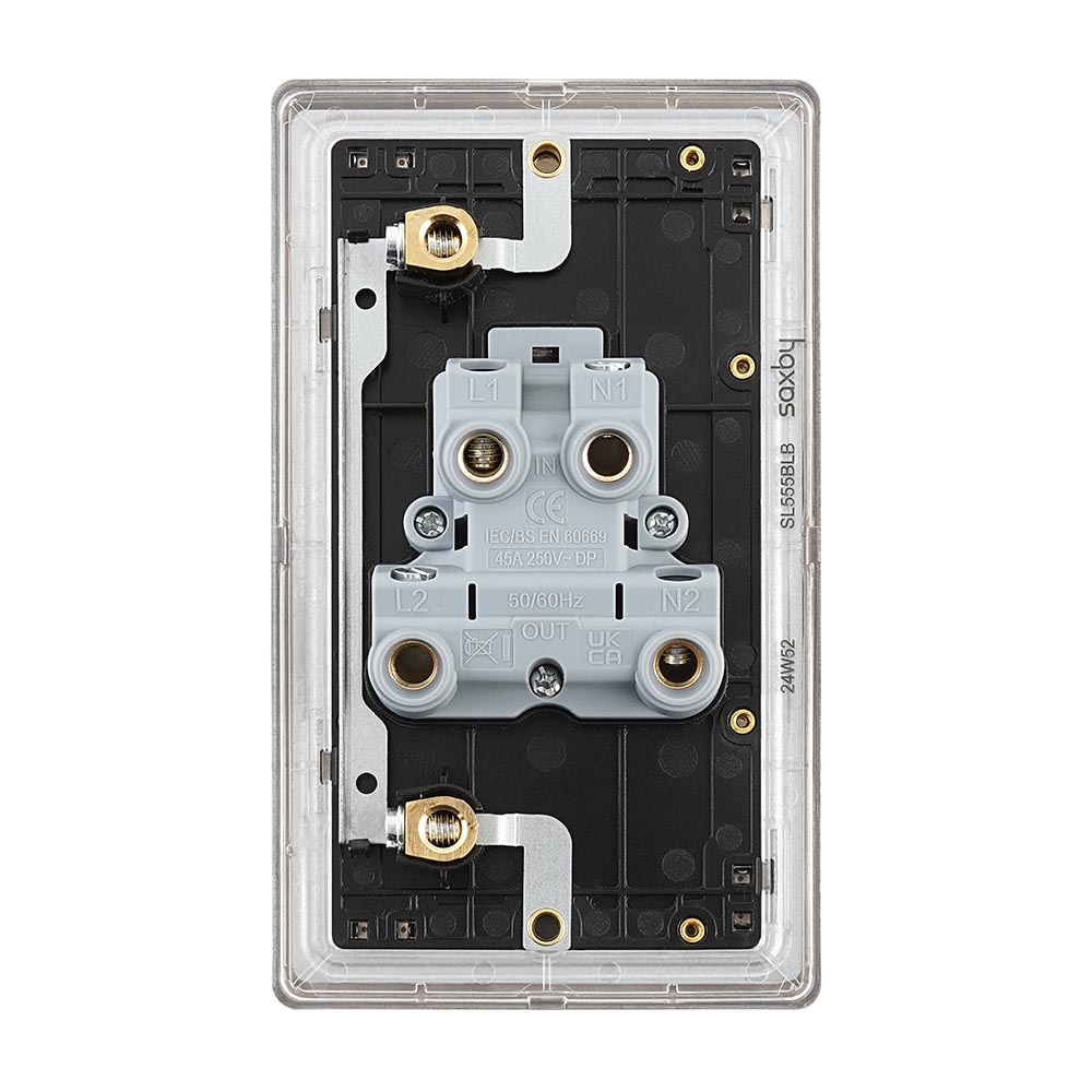 Screwless 45A Large Plate DP Switch with Neon - Matt Black With Black ...