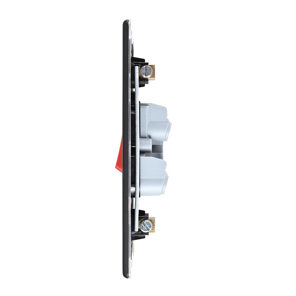 Screwless 45A Large Plate DP Switch with Neon - Matt Black With Black ...